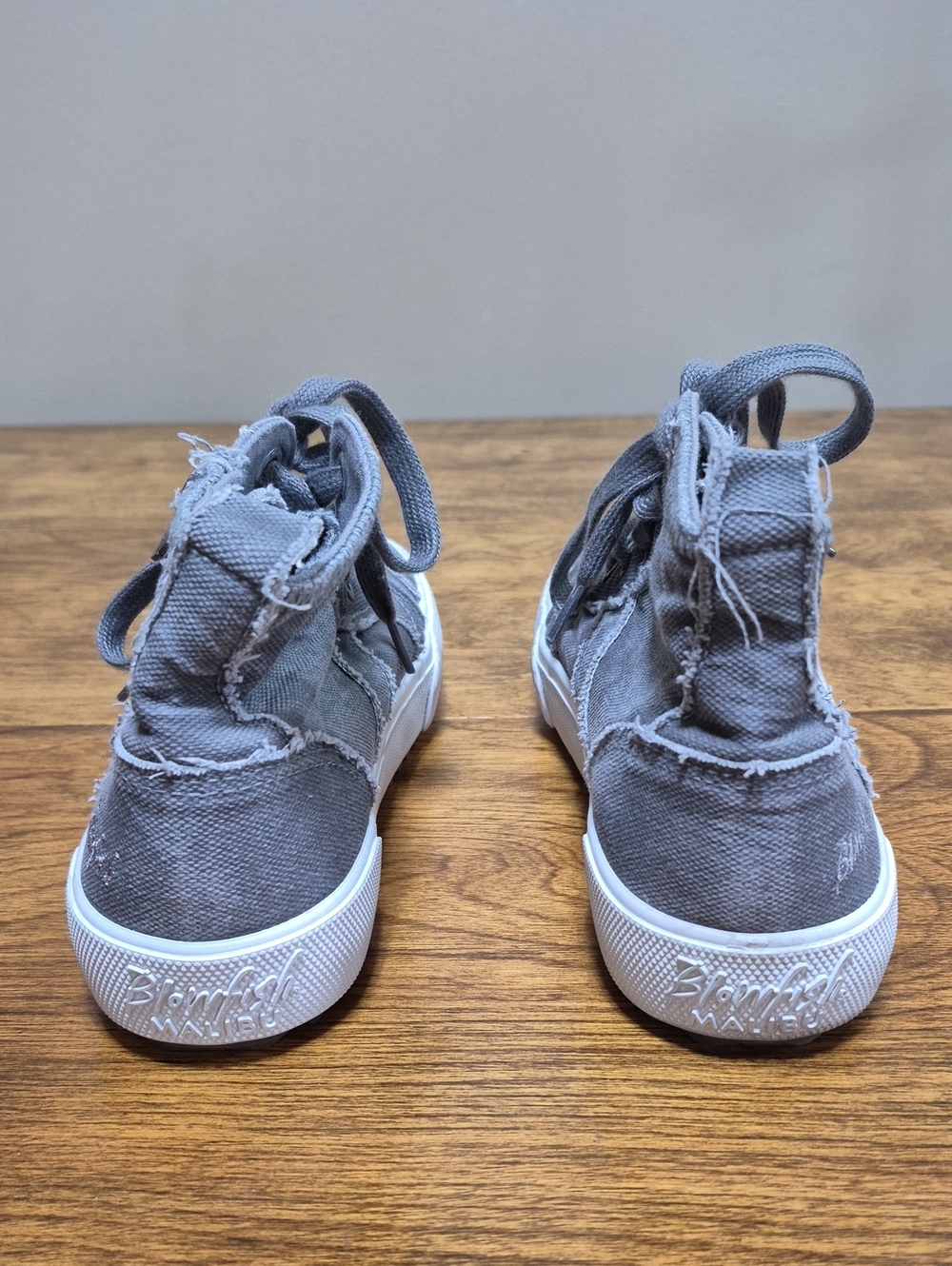 BLOWFISH 'Rev Arctic' Gray Distressed Canvas Women's High Top Sneakers Side Zip - Picture 6 of 16